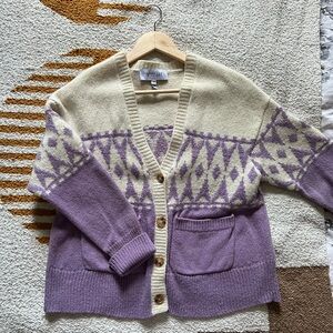 10 Crosby Derek Lam Purple Wool Blend Chunky Cardigan